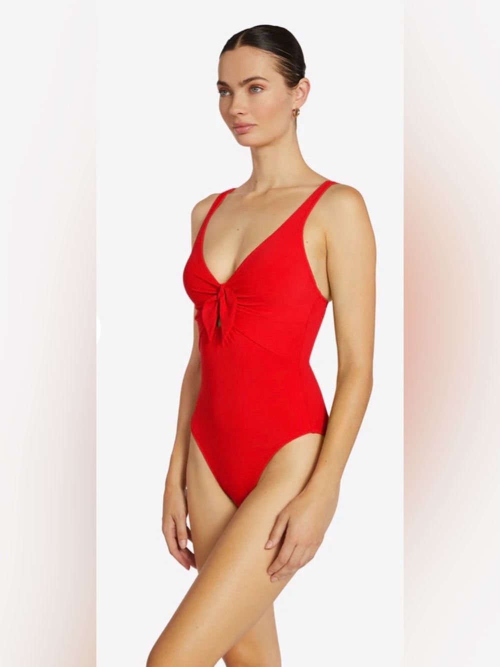 Robin Piccone Ava Knot One Piece Swimsuit in Fiery Red Sz 12 EUC Swim Pool Chic - Picture 4 of 14